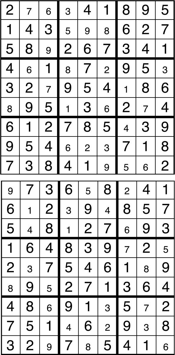 Solutions des sudokus du précédent numéro