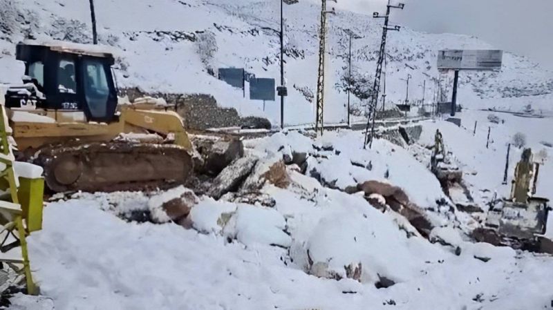 Mountain roads blocked by snow