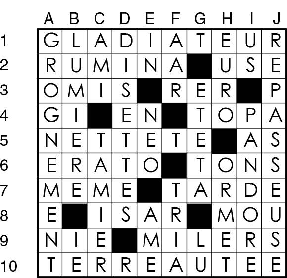 Solutions des mots croisés du précédent numéro