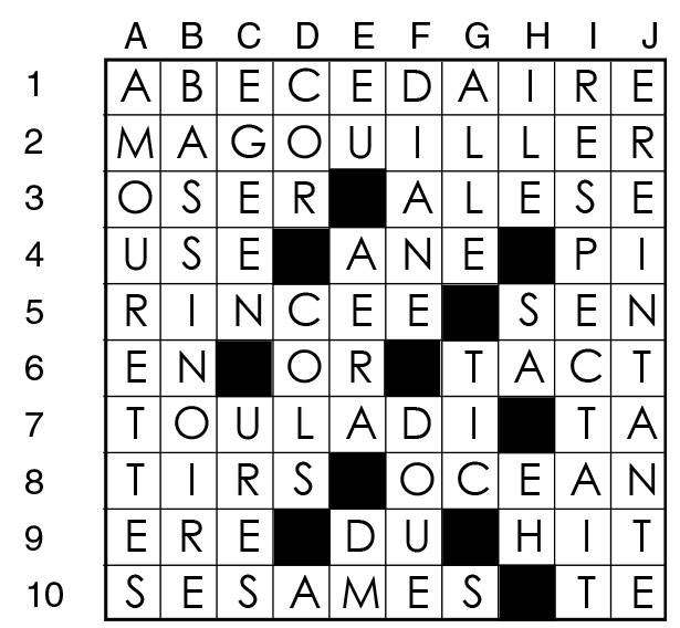Solutions des mots croisés du précédent numéro