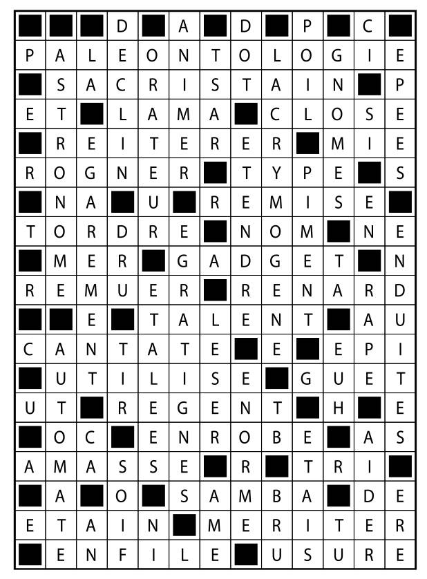 Solutions des mots fléchés du précédent numéro