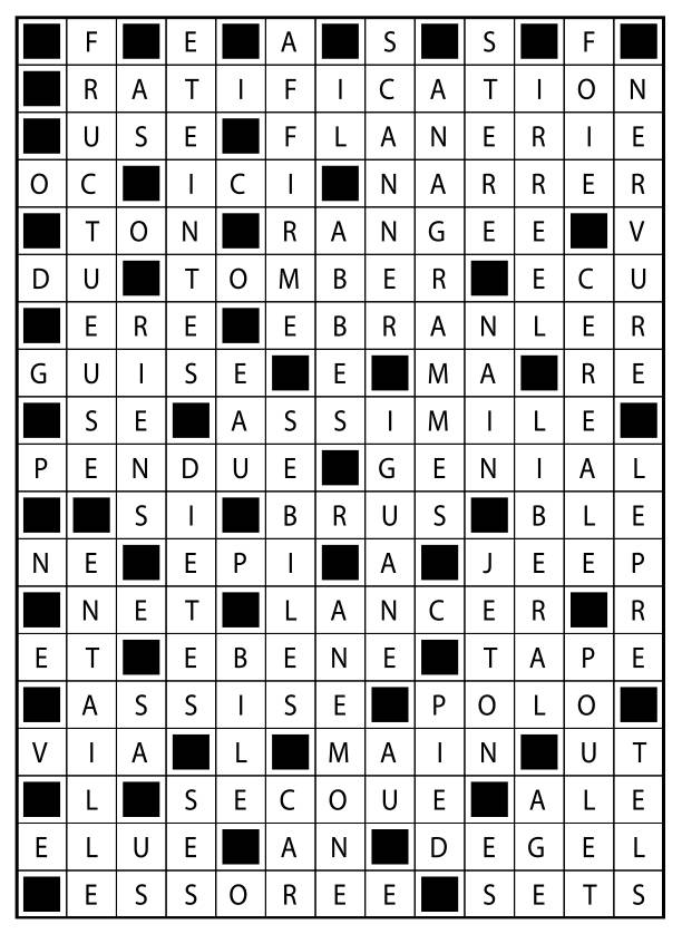 Solutions des mots fléchés du précédent numéro