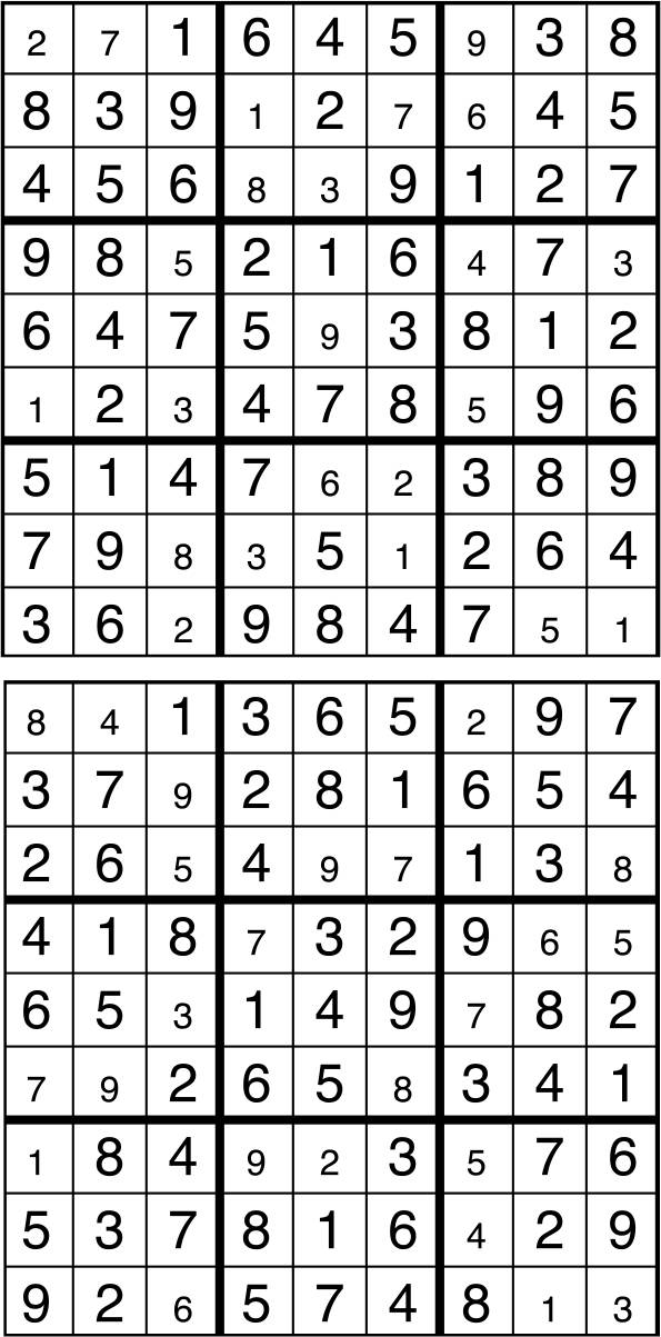 Solutions des sudokus du précédent numéro