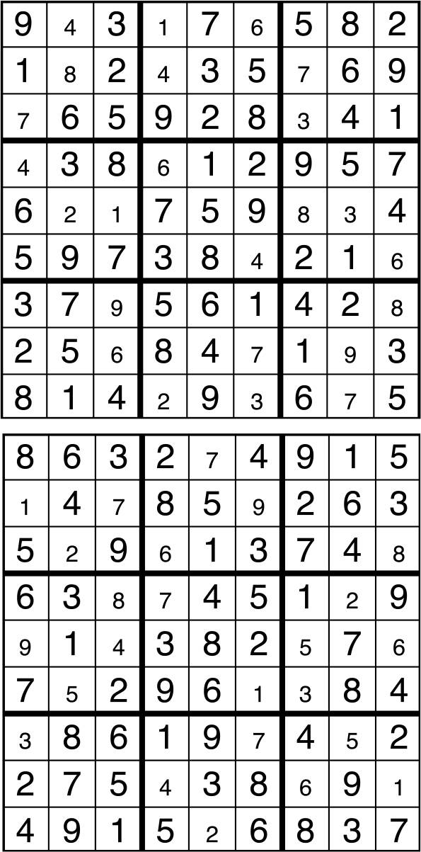 Solutions des sudokus du précédent numéro