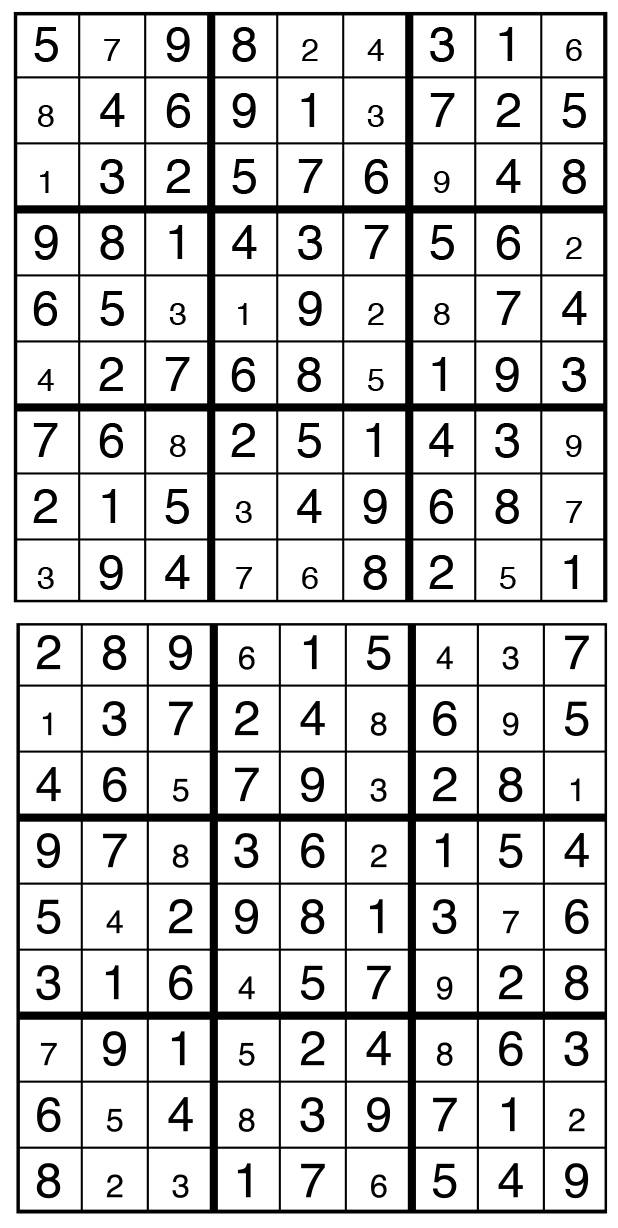 Solutions des sudokus du précédent numéro