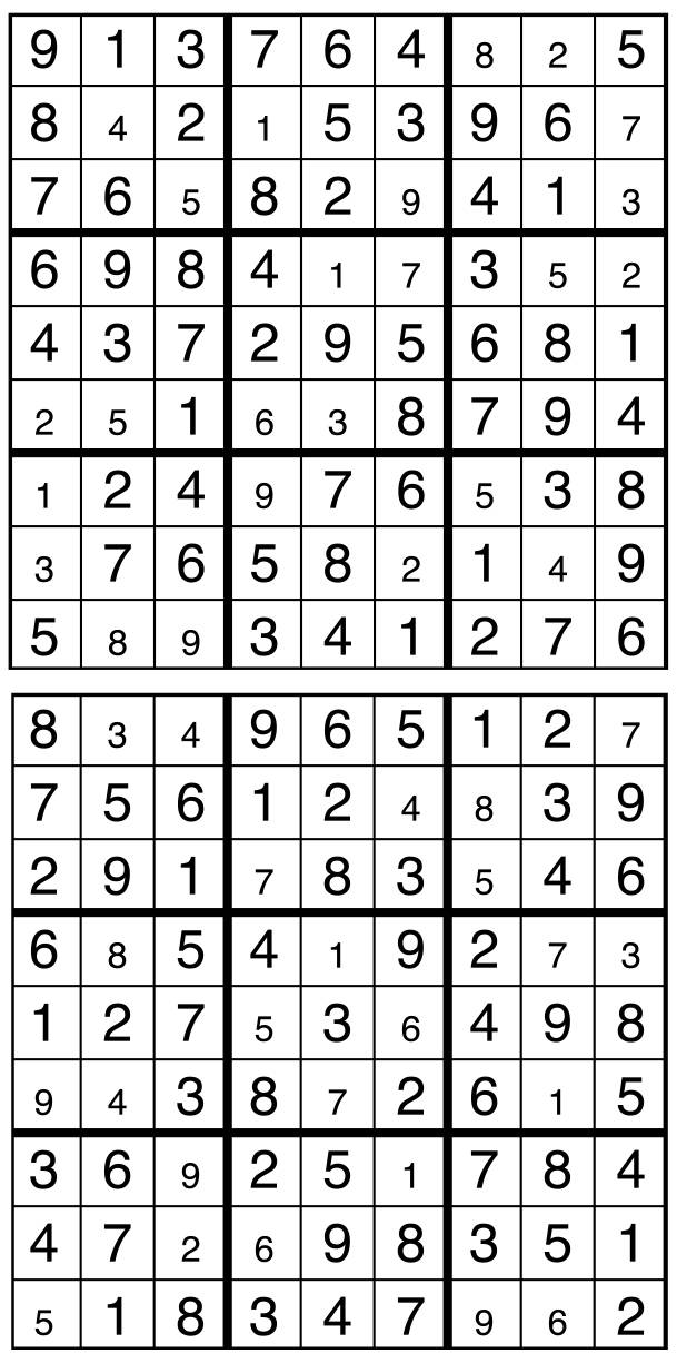 Solutions des sudokus du précédent numéro