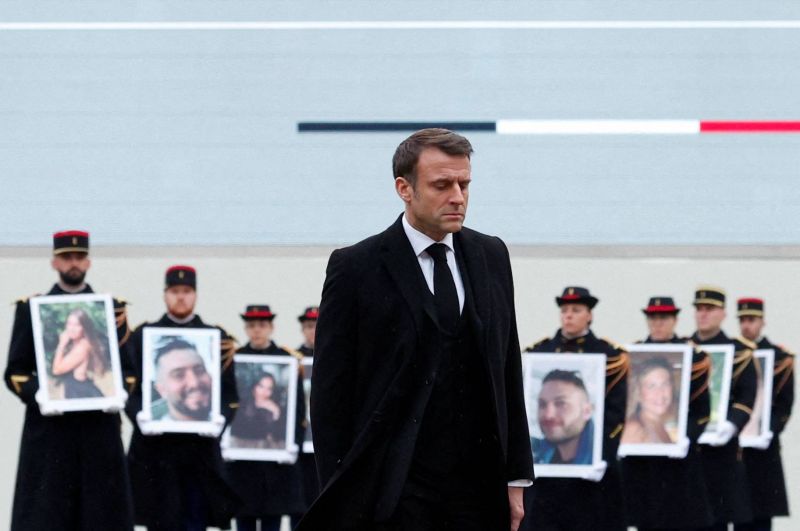 Macron hosts tribute to French victims of Hamas attack on Israel