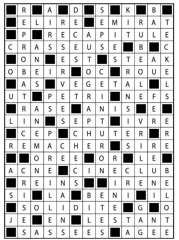 Solutions des mots fléchés du précédent numéro