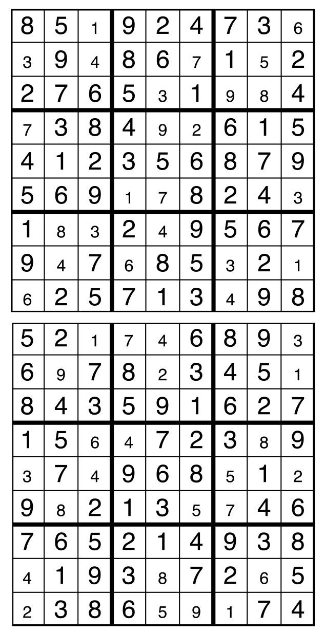 Solutions des sudokus du précédent numéro