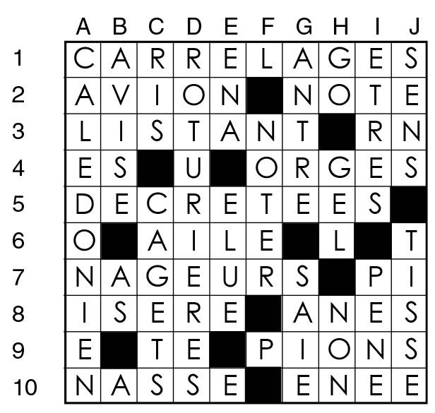 Solutions des mots croisés du précédent numéro