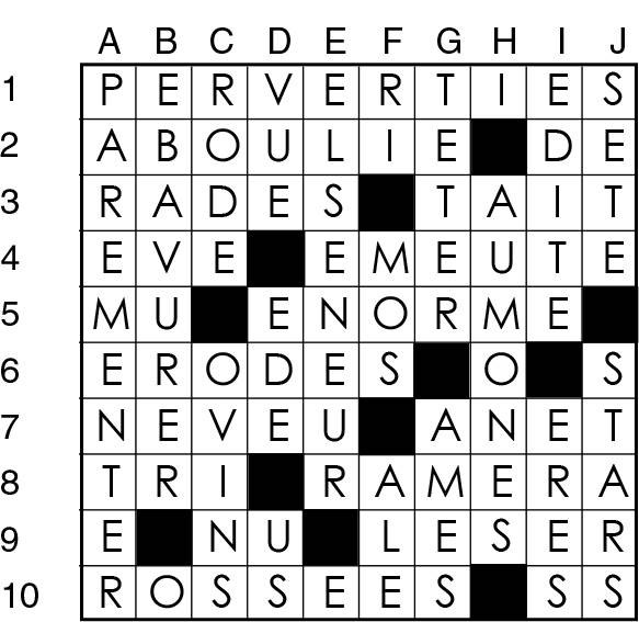 Solutions des mots croisés du précédent numéro