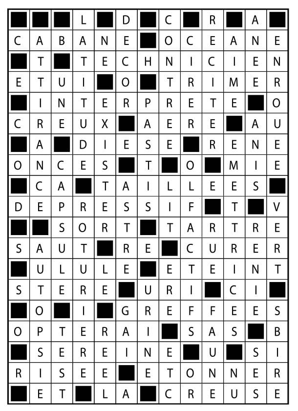 Solutions des mots fléchés du précédent numéro