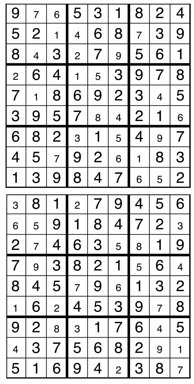 Solutions des sudokus du précédent numéro