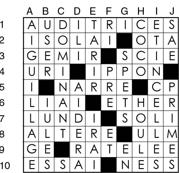 Solutions des mots croisés du précédent numéro