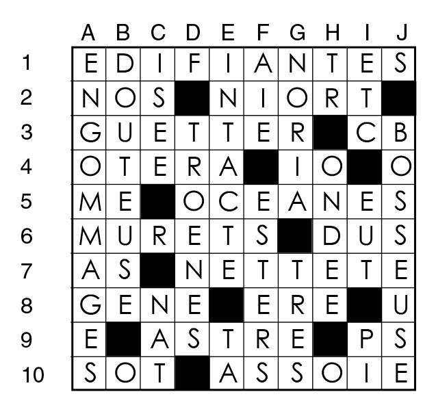 Solutions des mots croisés du précédent numéro