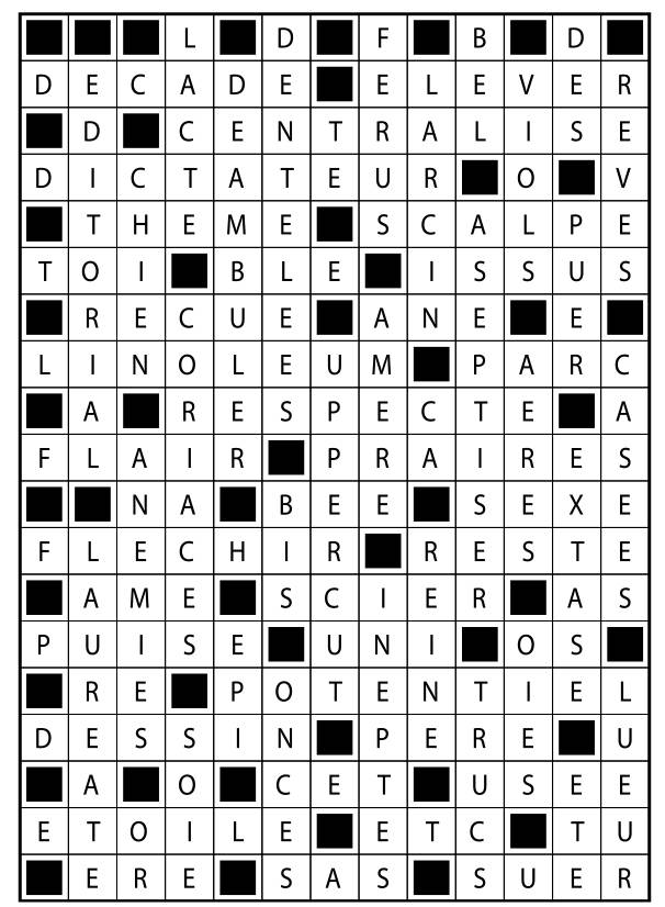 Solutions des mots fléchés du précédent numéro