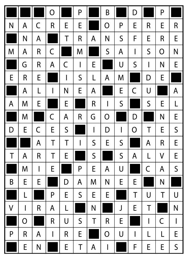 Solutions des mots fléchés du précédent numéro