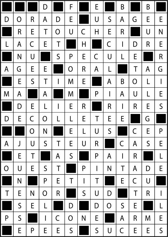 Solutions des mots fléchés du précédent numéro