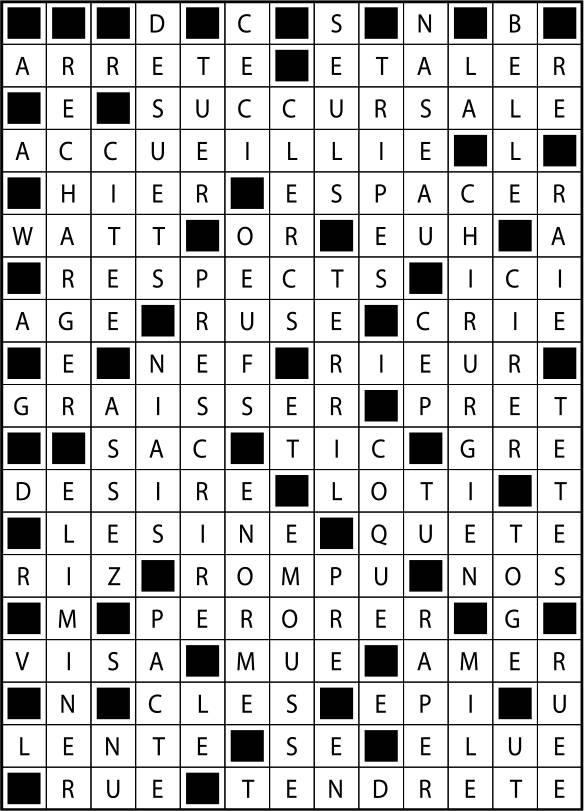Solutions des mots fléchés du précédent numéro