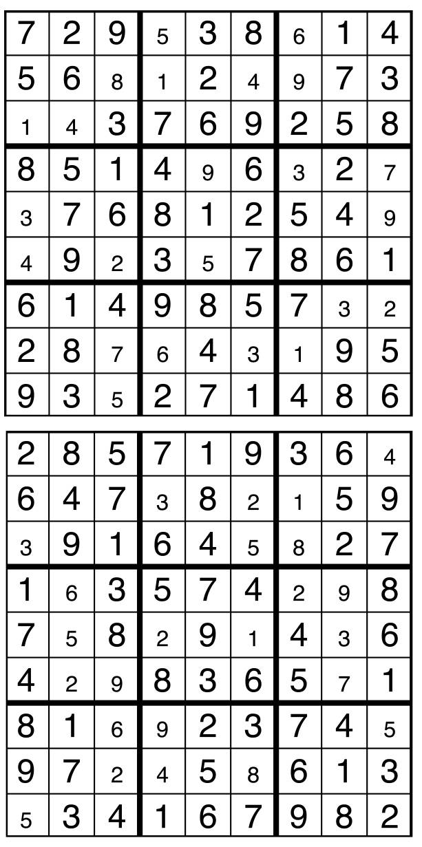 Solutions des sudokus du précédent numéro