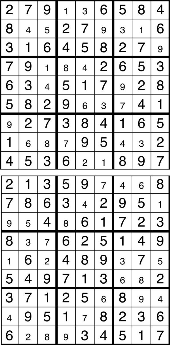 Solutions des sudokus du précédent numéro