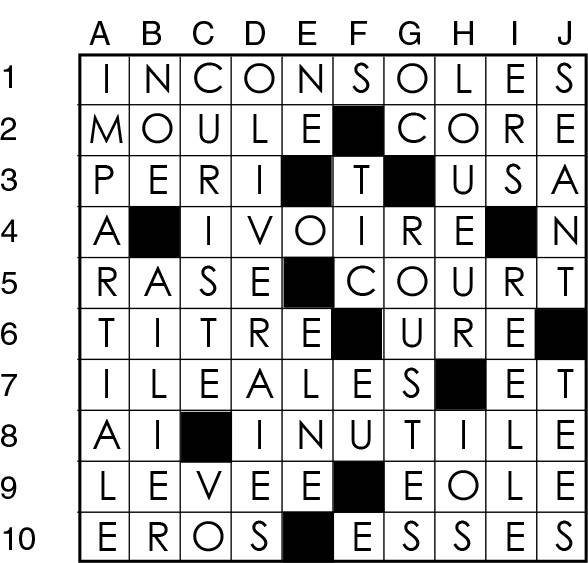 Solutions des mots croisés du précédent numéro