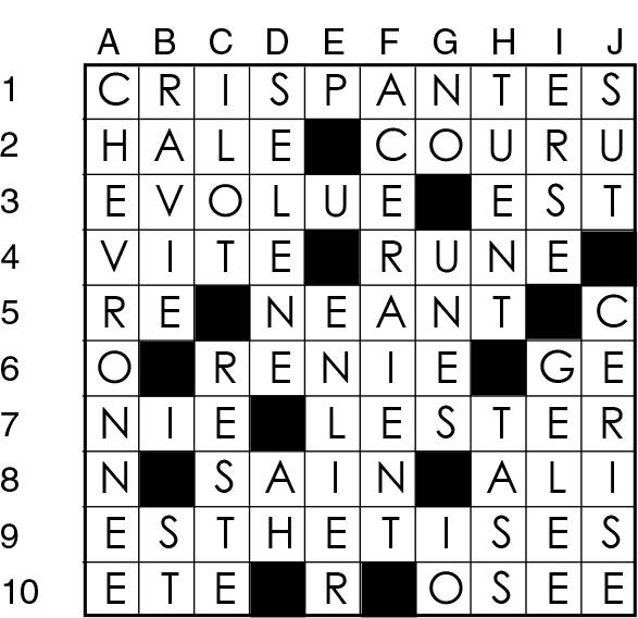 Solutions des mots croisés du précédent numéro