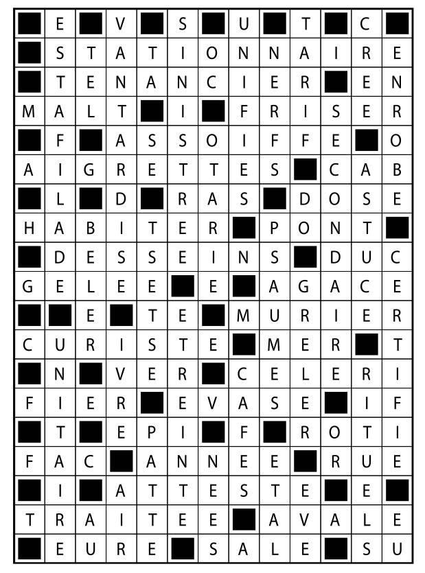 Solutions des mots fléchés du précédent numéro