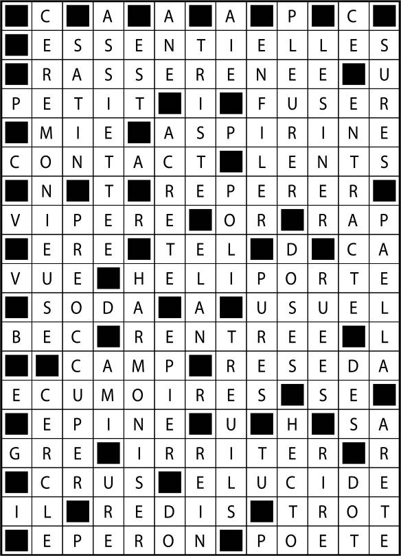 Solutions des mots fléchés du précédent numéro