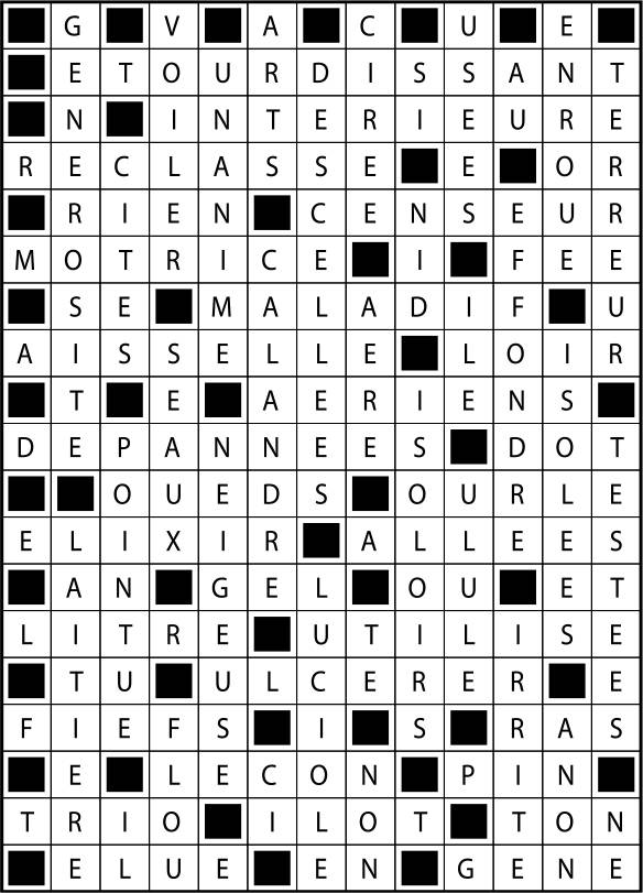 Solutions des mots fléchés du précédent numéro