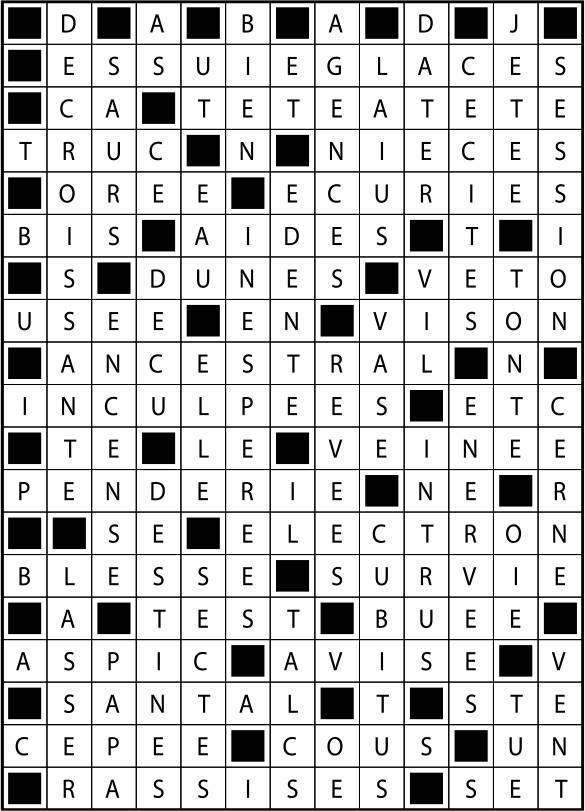Solutions des mots fléchés du précédent numéro