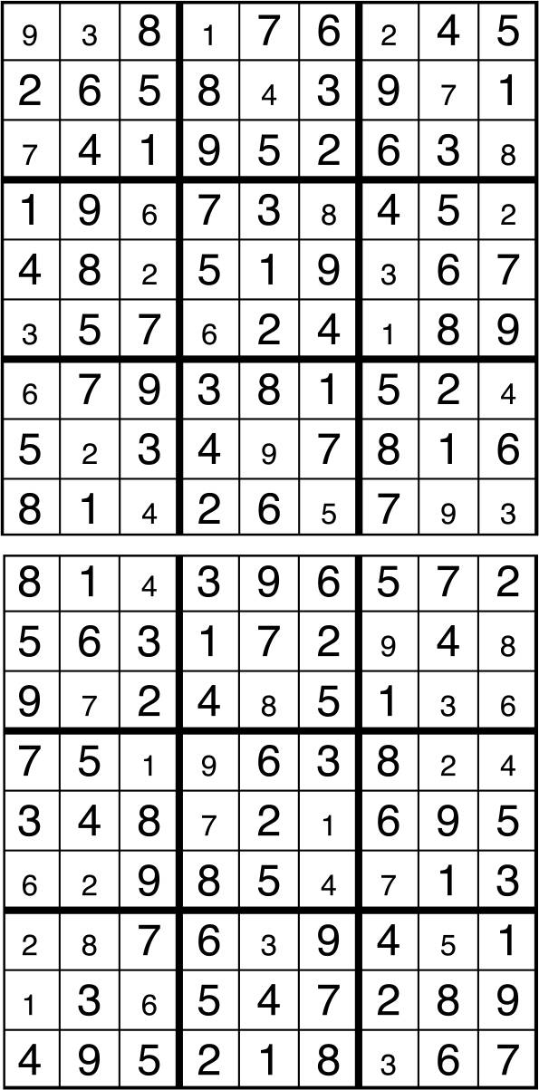 Solutions des sudokus du précédent numéro