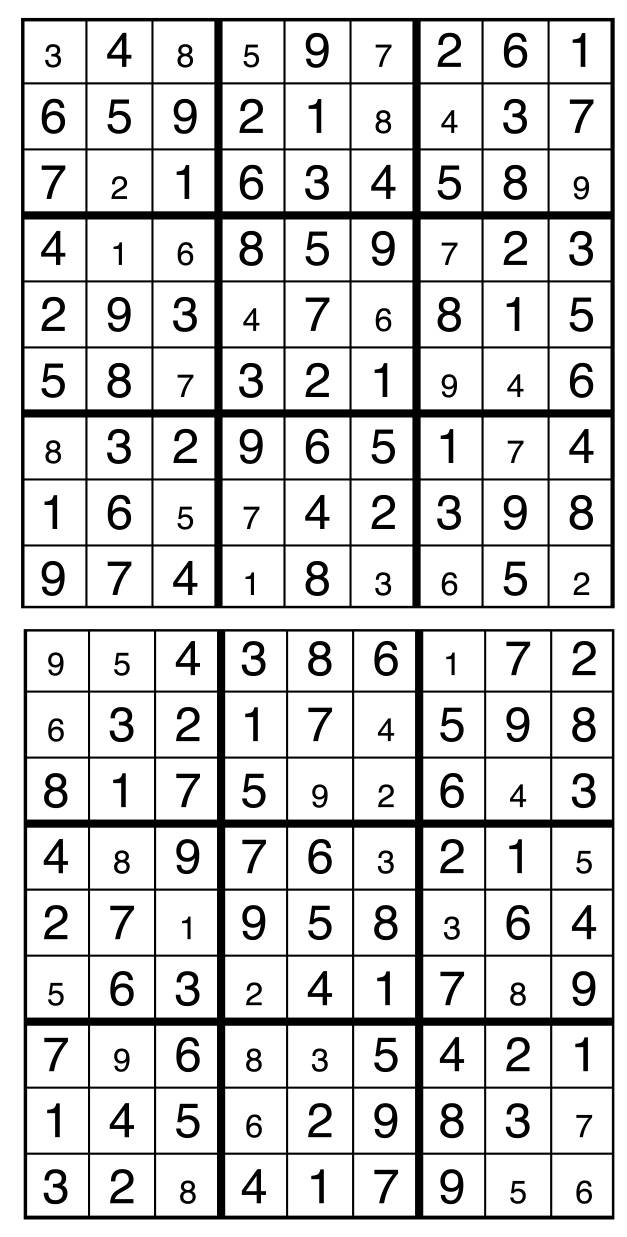 Solutions des sudokus du précédent numéro