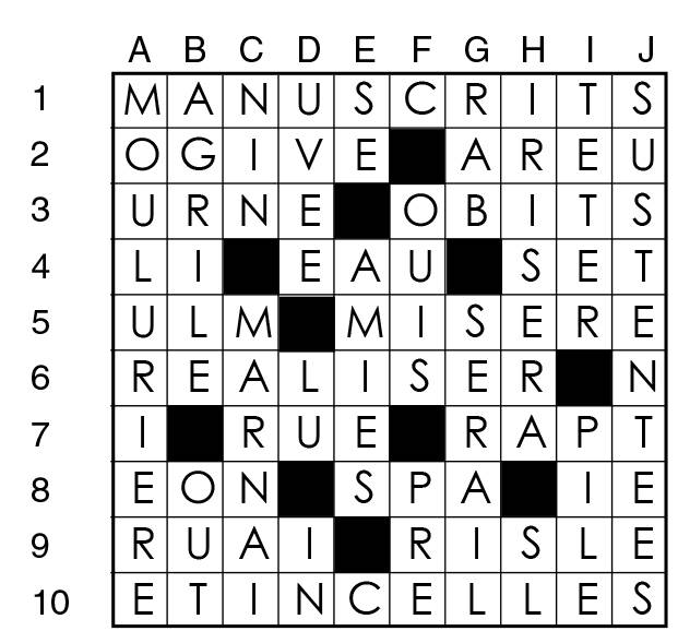 Solutions des mots croisés du précédent numéro