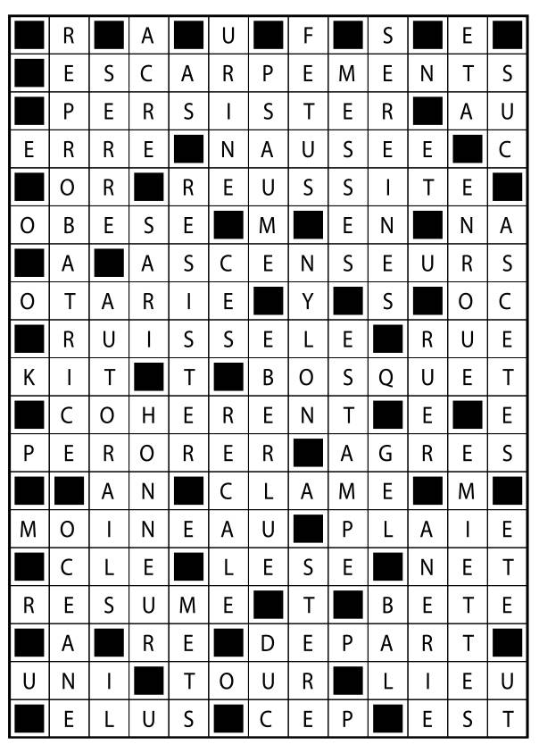 Solutions des mots fléchés du précédent numéro
