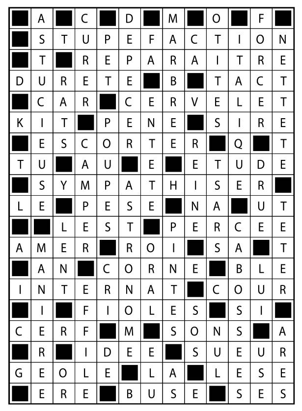 Solutions des mots fléchés du précédent numéro
