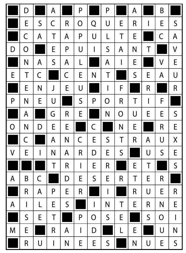 Solutions des mots fléchés du précédent numéro