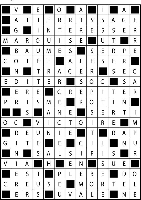 Solutions des mots fléchés du précédent numéro