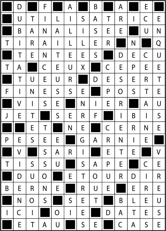 Solutions des mots fléchés du précédent numéro