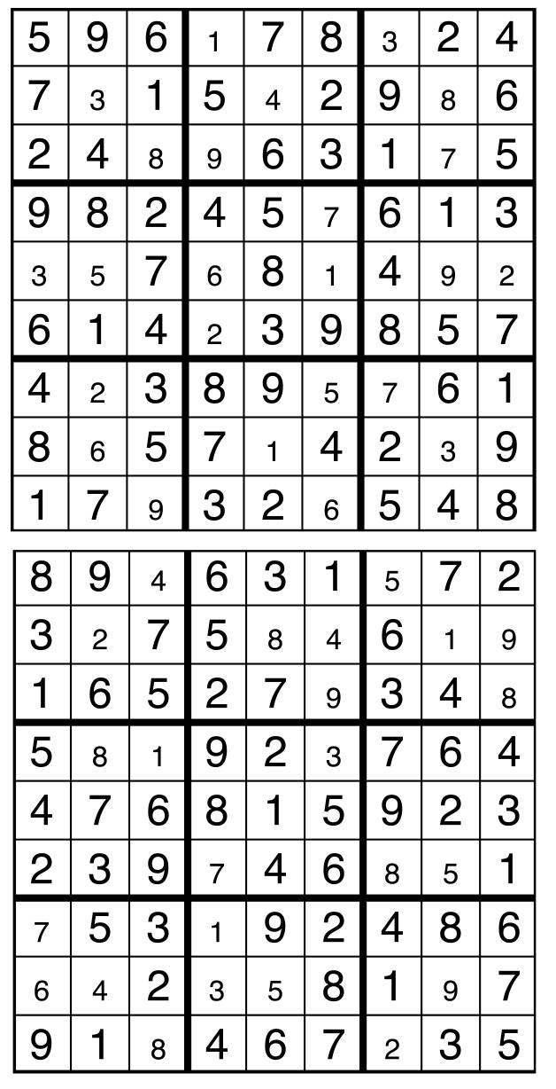 Solutions des sudokus du précédent numéro