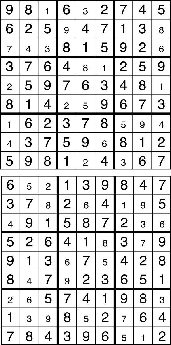 Solutions des sudokus du précédent numéro