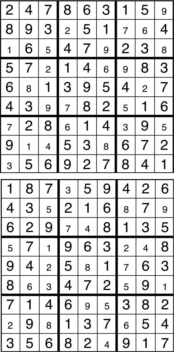 Solutions des sudokus du précédent numéro