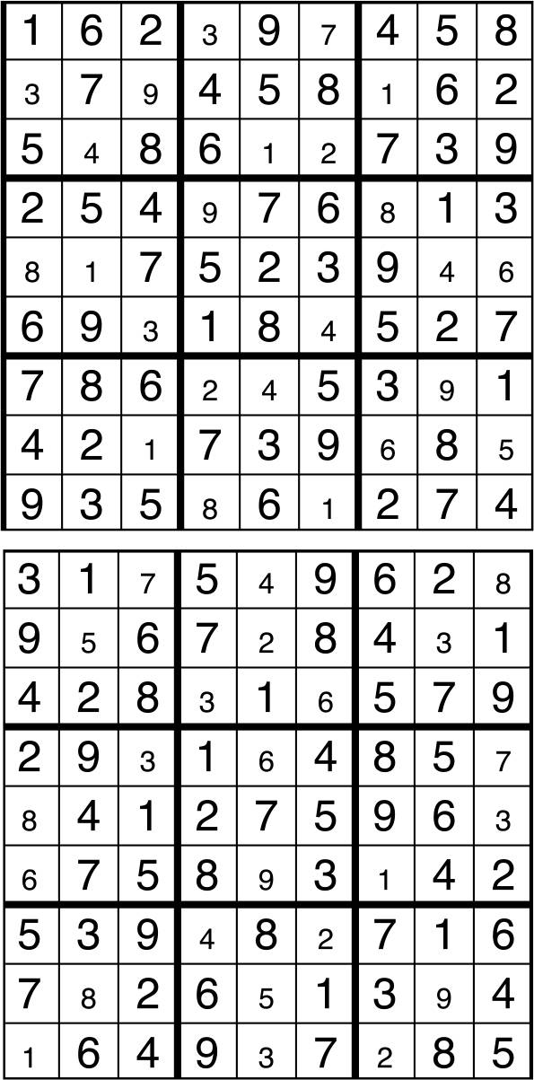 Solutions des sudokus du précédent numéro