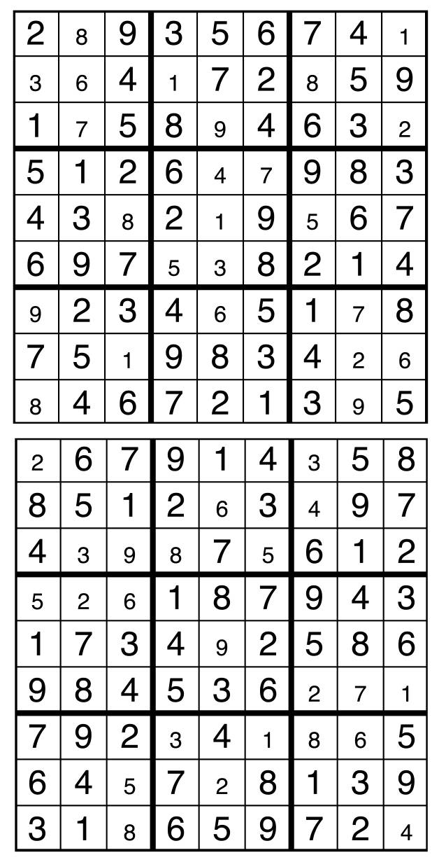 Solutions des sudokus du précédent numéro