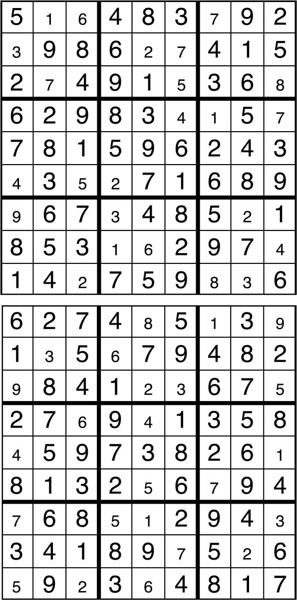 Solutions des sudokus du précédent numéro