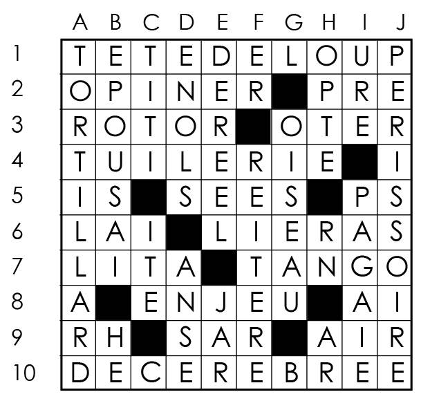 Solutions des mots croisés du précédent numéro