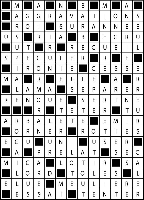 Solutions des mots fléchés du précédent numéro