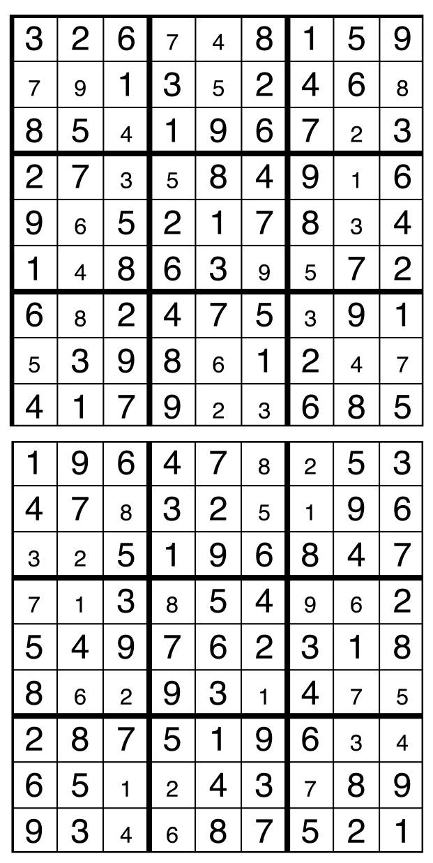 Solutions des sudokus du précédent numéro