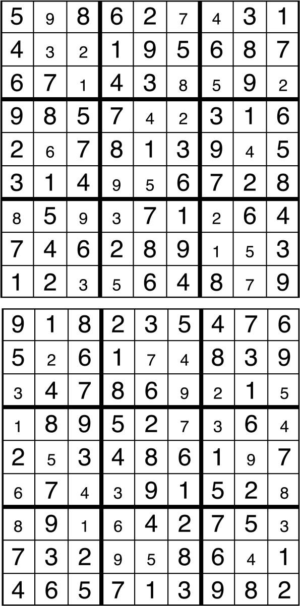 Solutions des sudokus du précédent numéro