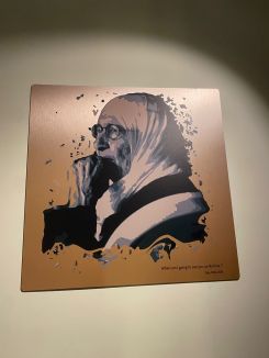Nehme Darwiche's grandmother's photo in Beiruti, Brussels. (Credit: Ghadir Hamadi/L'Orient Today)